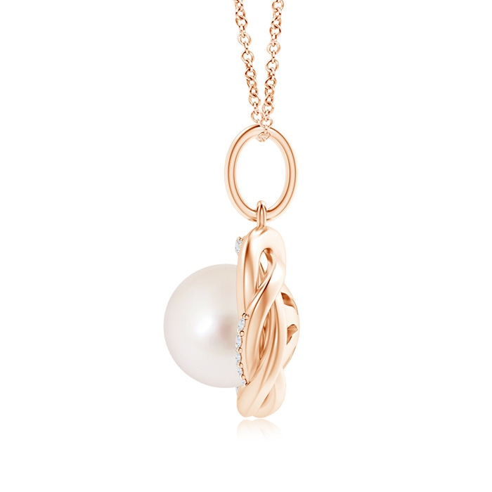 10mm AAAA South Sea Pearl Overlapping Halo Pendant in Rose Gold Product Image