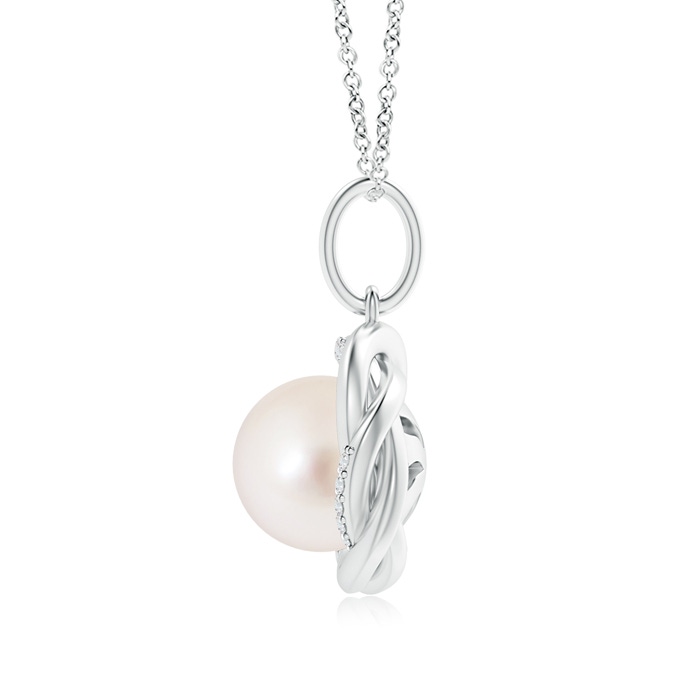10mm AAAA South Sea Pearl Overlapping Halo Pendant in White Gold Product Image