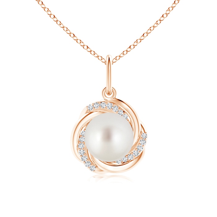 9mm AAA South Sea Pearl Overlapping Halo Pendant in 9K Rose Gold 