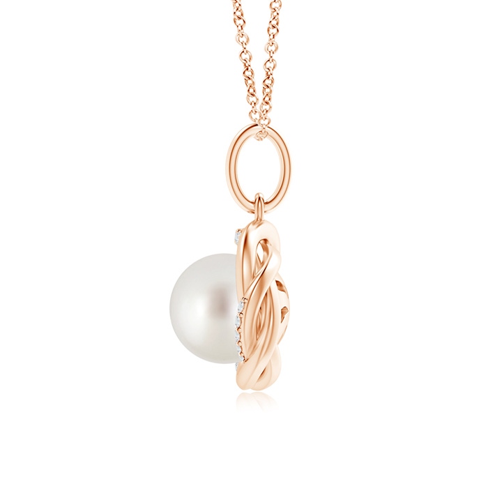 9mm AAA South Sea Pearl Overlapping Halo Pendant in 9K Rose Gold product image