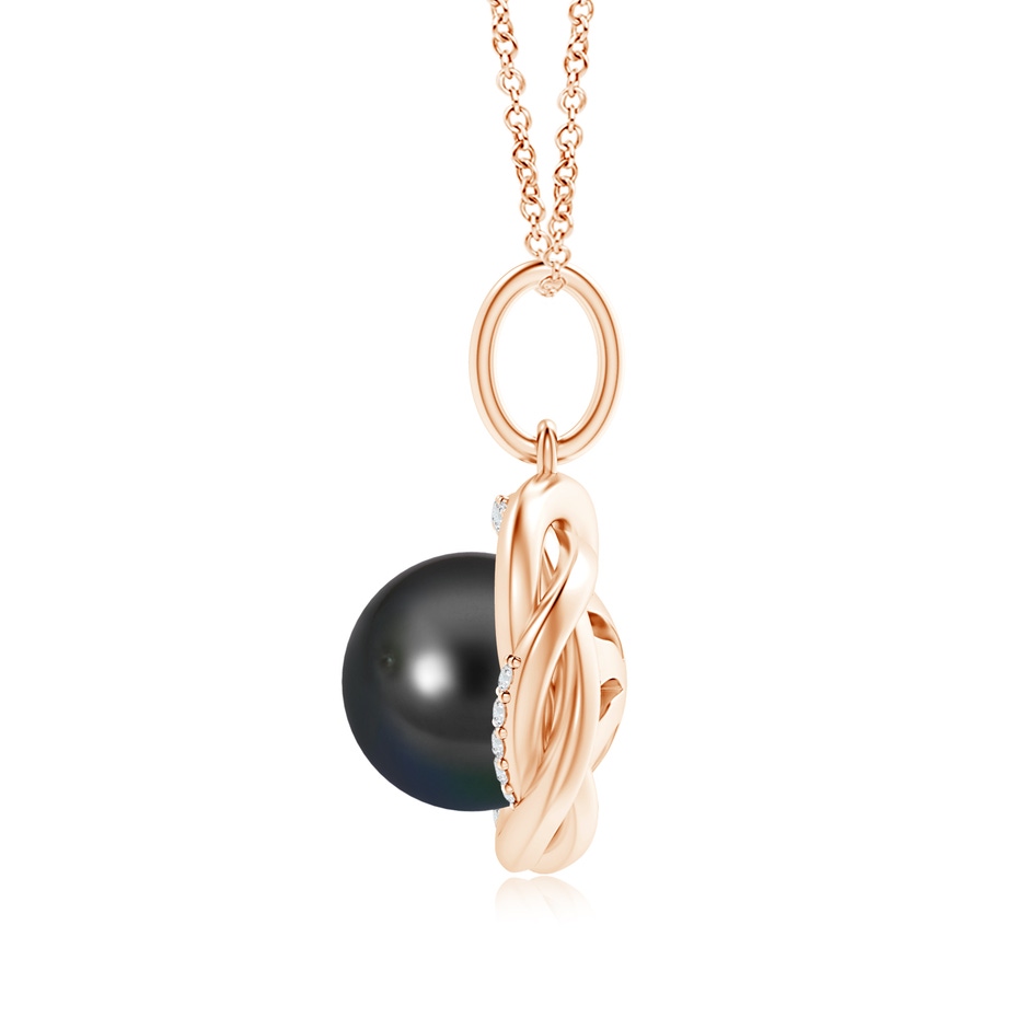 10mm AA Tahitian Pearl Overlapping Halo Pendant in Rose Gold product image