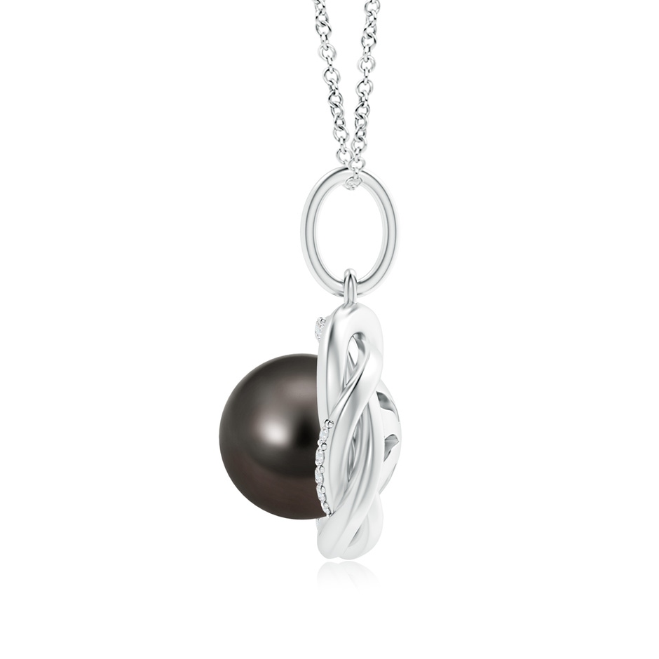 10mm AAA Tahitian Pearl Overlapping Halo Pendant in White Gold product image