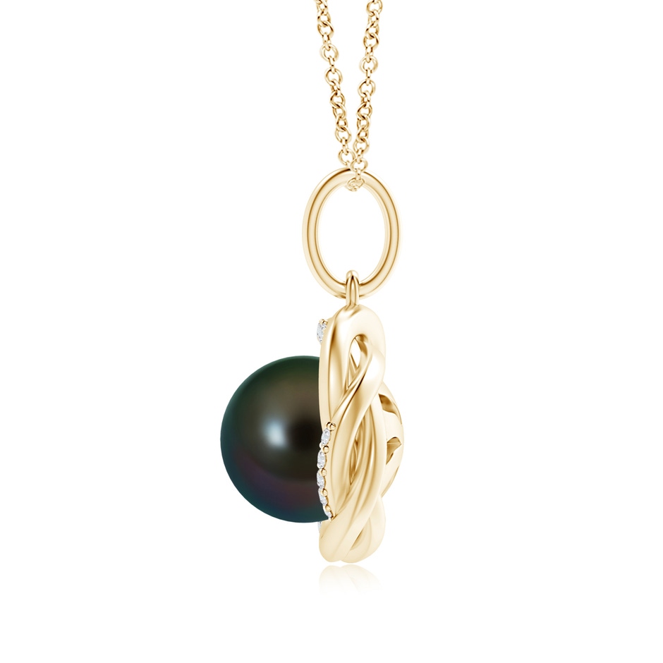 10mm AAAA Tahitian Pearl Overlapping Halo Pendant in Yellow Gold product image