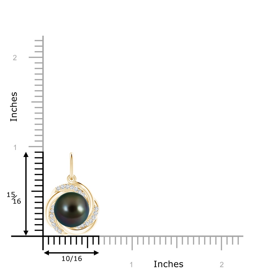 10mm AAAA Tahitian Pearl Overlapping Halo Pendant in Yellow Gold product image