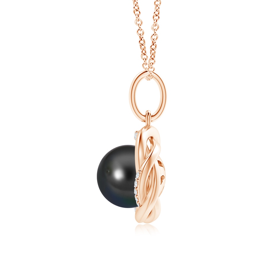 9mm AA Tahitian Pearl Overlapping Halo Pendant in 9K Rose Gold product image