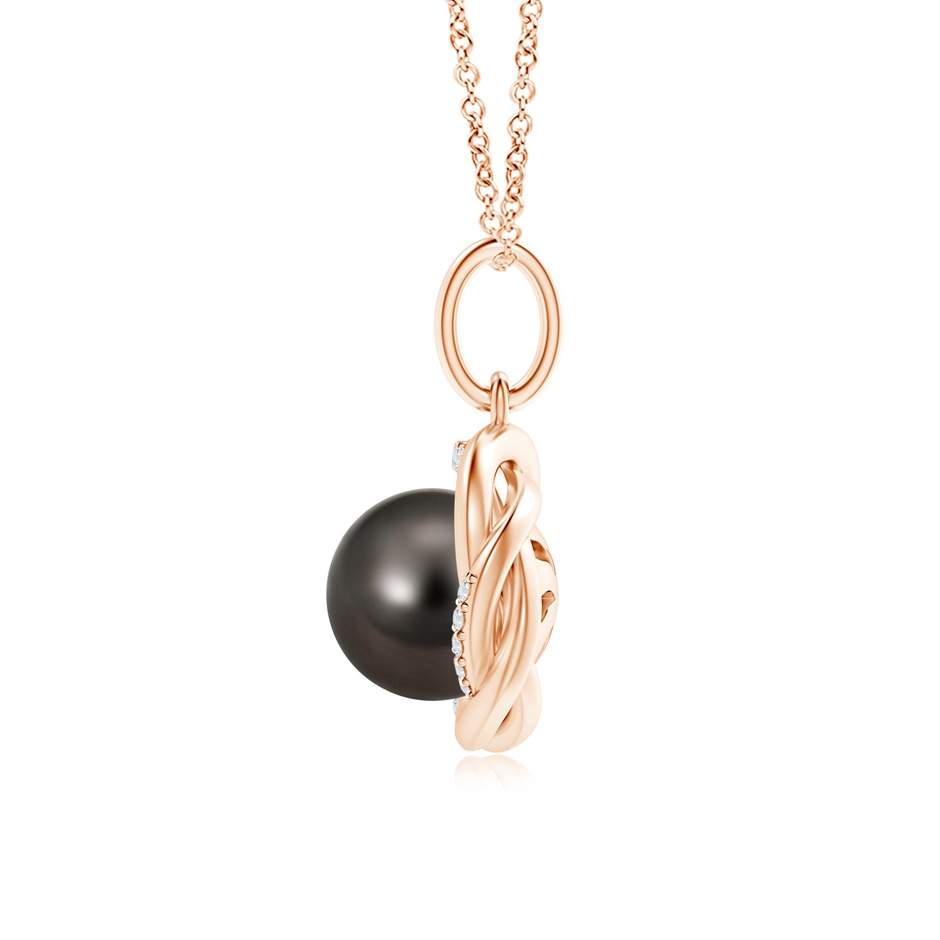 9mm AAA Tahitian Pearl Overlapping Halo Pendant in Rose Gold product image