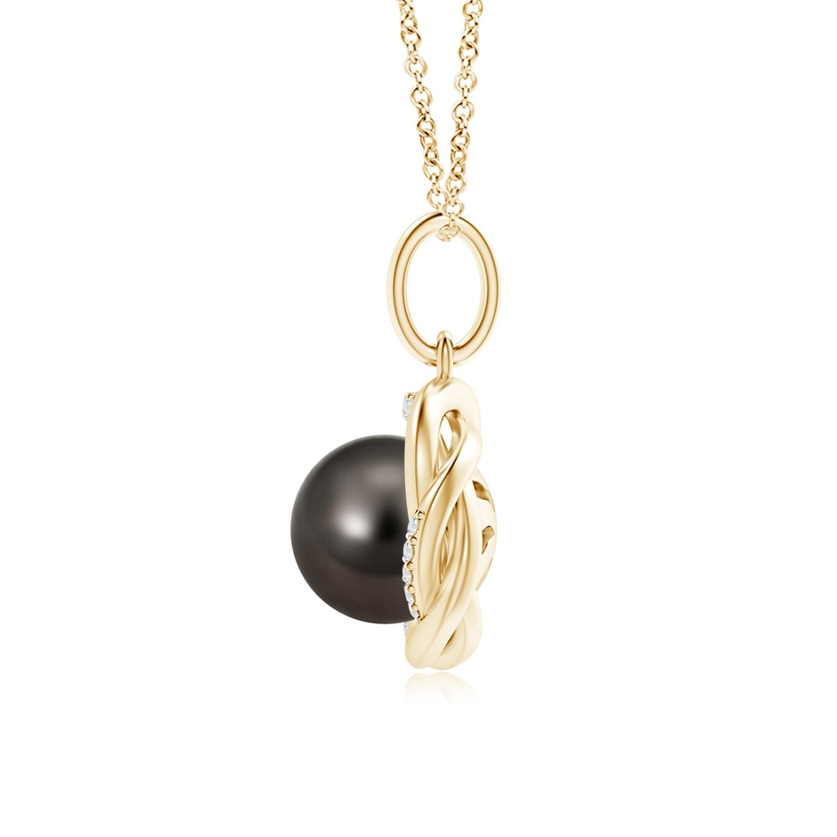 9mm AAA Tahitian Pearl Overlapping Halo Pendant in Yellow Gold product image