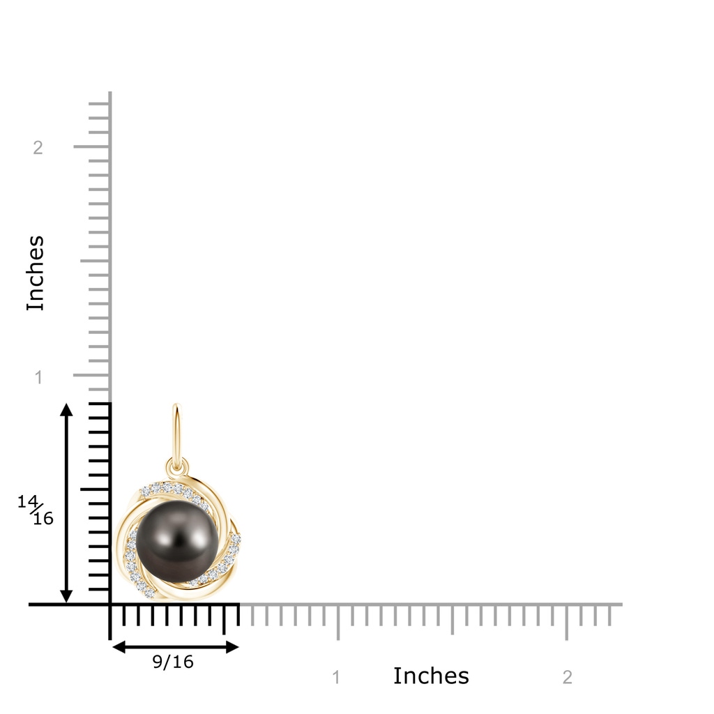 9mm AAA Tahitian Pearl Overlapping Halo Pendant in Yellow Gold Product Image