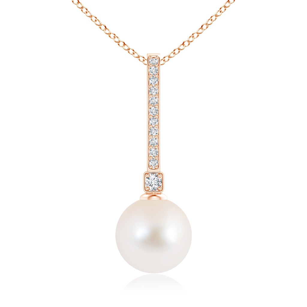 10mm AAA Freshwater Pearl Pendant with Long Diamond Bale in Rose Gold