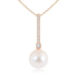 10mm AAA Freshwater Pearl Pendant with Long Diamond Bale in Rose Gold