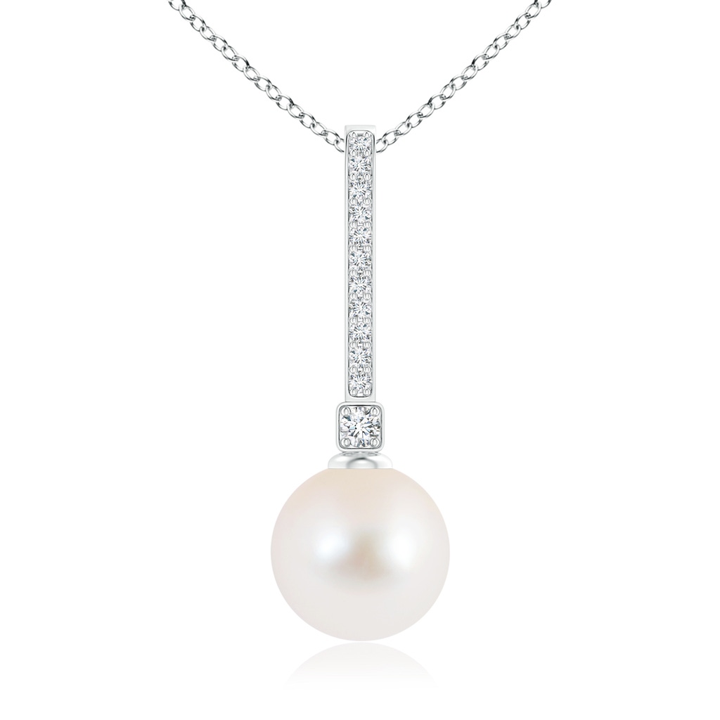 10mm AAA Freshwater Pearl Pendant with Long Diamond Bale in S999 Silver