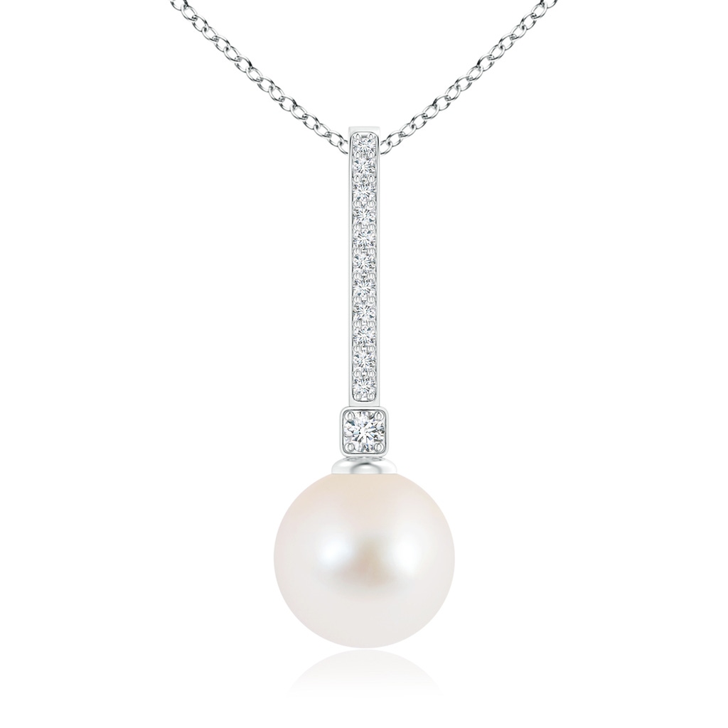 10mm AAA Freshwater Pearl Pendant with Long Diamond Bale in White Gold