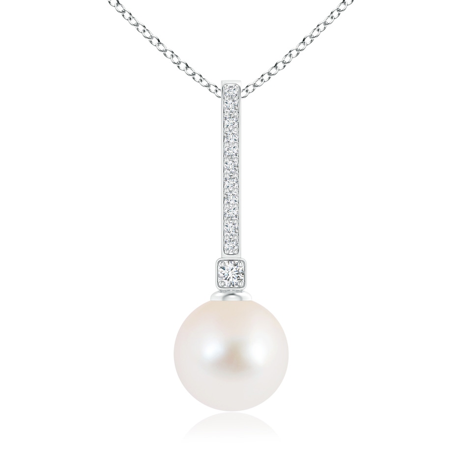 10mm AAA Freshwater Pearl Pendant with Long Diamond Bale in White Gold 