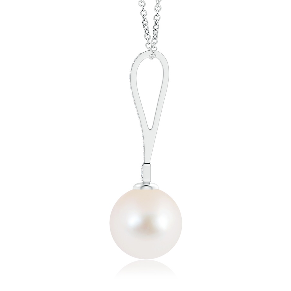 10mm AAA Freshwater Pearl Pendant with Long Diamond Bale in White Gold product image