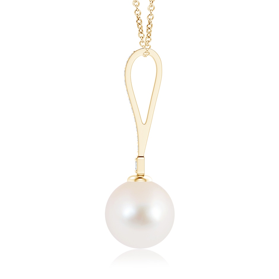 10mm AAA Freshwater Pearl Pendant with Long Diamond Bale in Yellow Gold product image