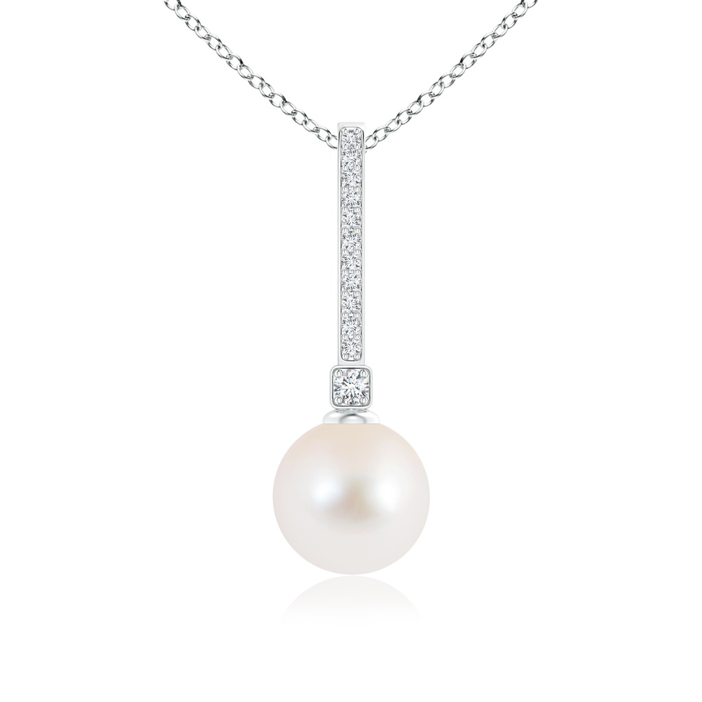 9mm AAA Freshwater Pearl Pendant with Long Diamond Bale in White Gold