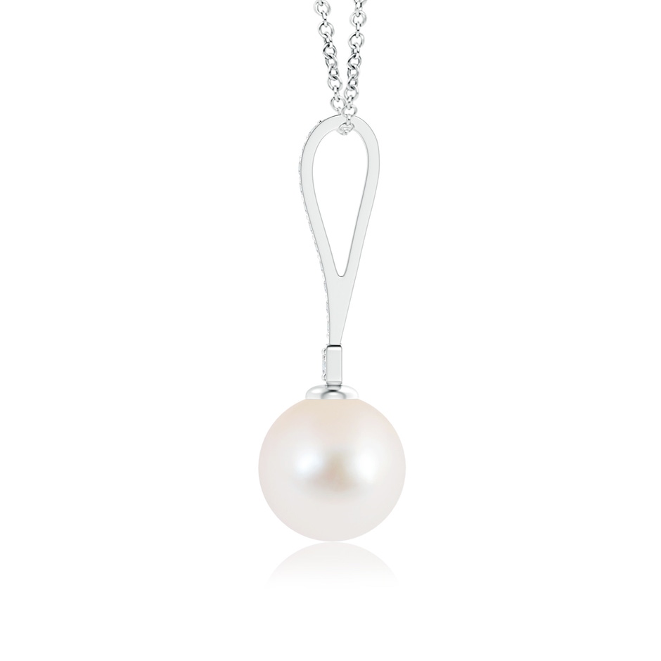 9mm AAA Freshwater Pearl Pendant with Long Diamond Bale in White Gold product image