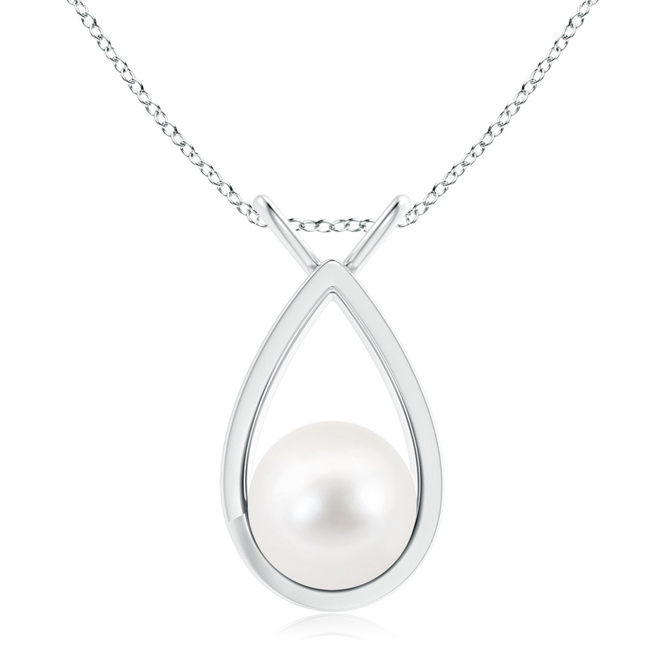 10mm AA Solitaire Freshwater Pearl V-Bale Drop Pendant in S999 Silver 
