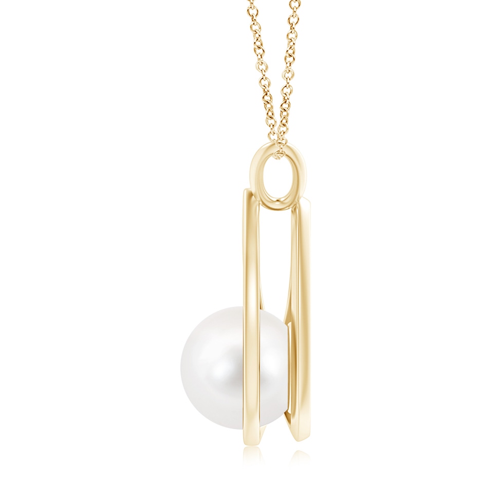 10mm AA Solitaire Freshwater Pearl V-Bale Drop Pendant in Yellow Gold product image