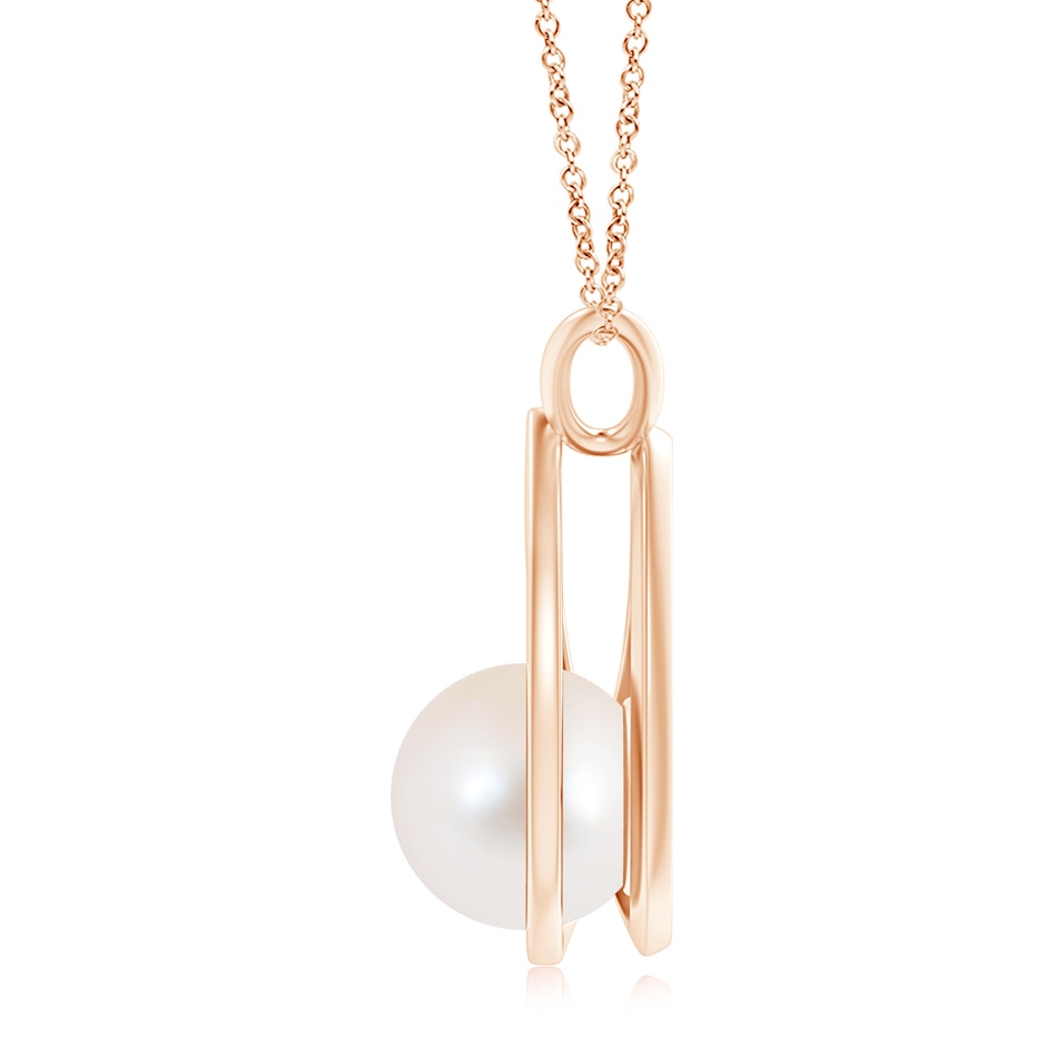 10mm AAA Solitaire Freshwater Pearl V-Bale Drop Pendant in Rose Gold product image