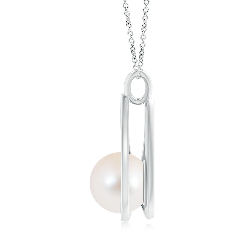 10mm AAA Solitaire Freshwater Pearl V-Bale Drop Pendant in White Gold product image