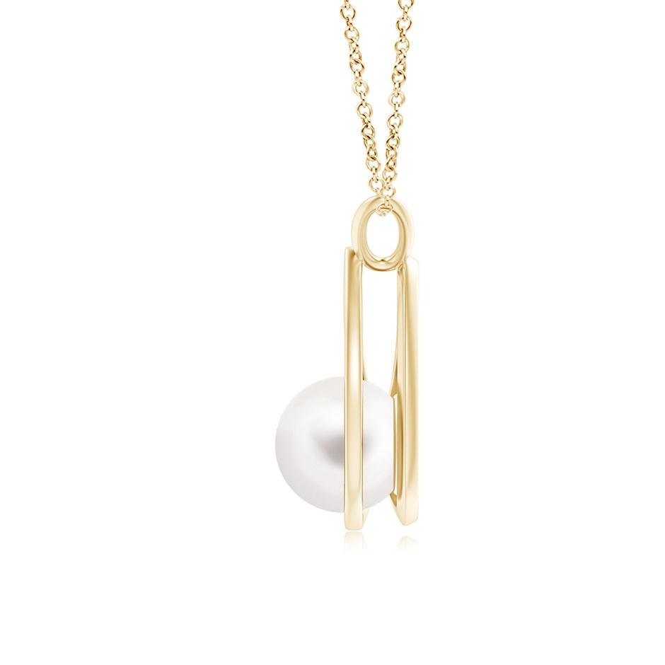 8mm AA Solitaire Freshwater Pearl V-Bale Drop Pendant in Yellow Gold product image