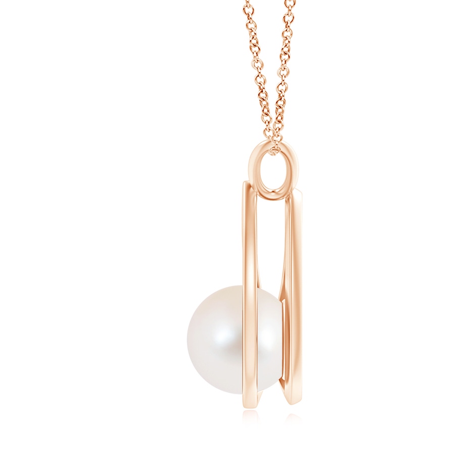 9mm AAA Solitaire Freshwater Pearl V-Bale Drop Pendant in Rose Gold product image