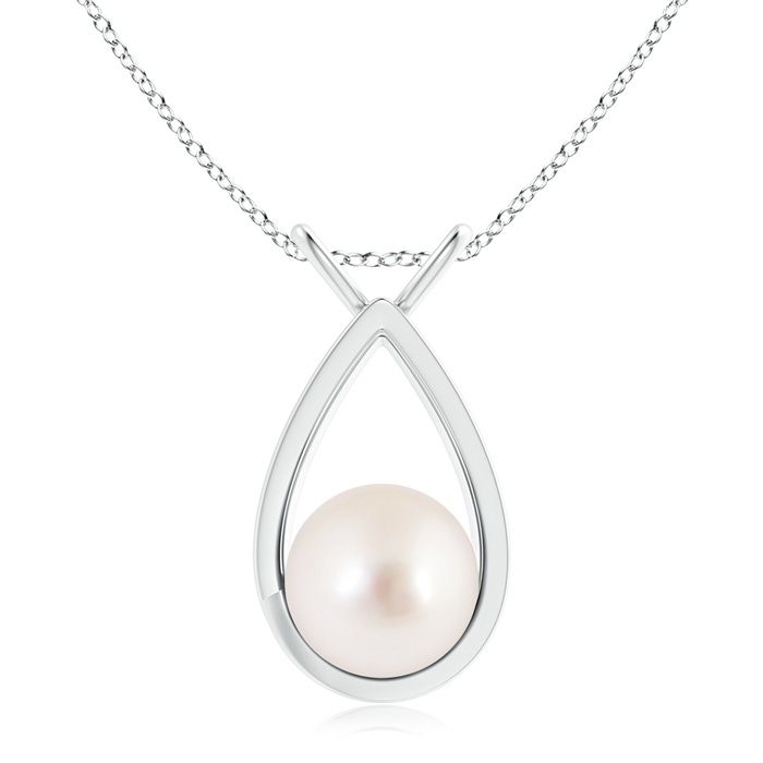 10mm AAAA Solitaire South Sea Pearl V-Bale Drop Pendant in S999 Silver