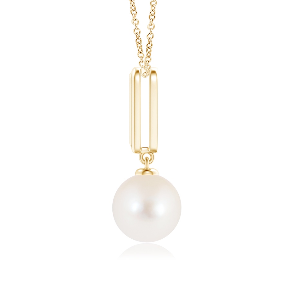 8mm AAA Solitaire FreshWater Cultured Pearl Necklace with Diamond Accents in Yellow Gold product image