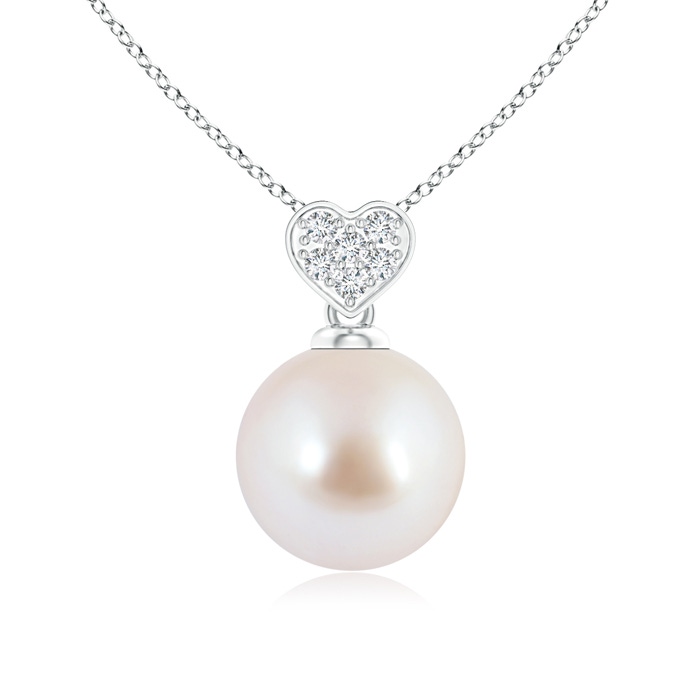 8mm AAA Akoya Cultured Pearl Pendant with Heart-Shaped Bale in White Gold