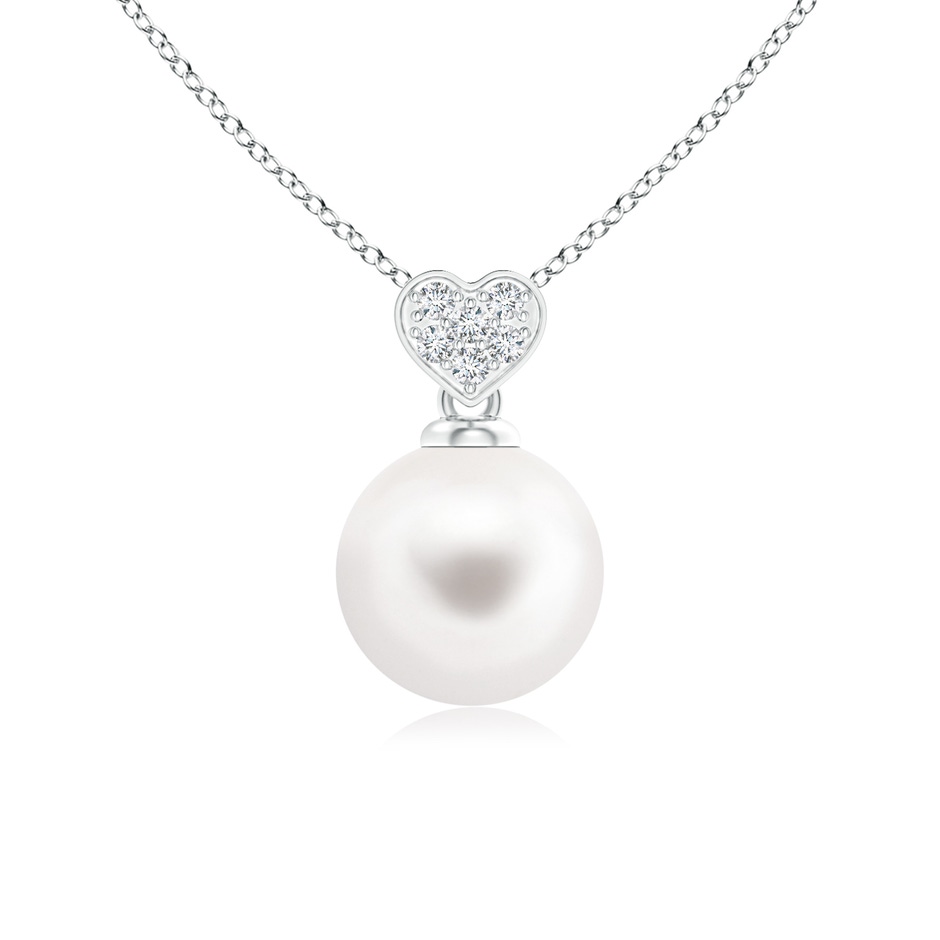 7mm AA Freshwater Pearl Pendant with Heart-Shaped Bale in White Gold 