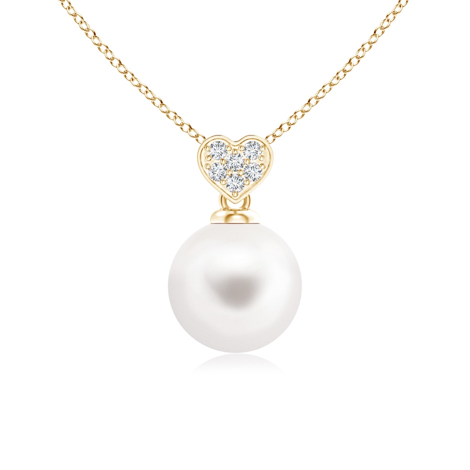 7mm AA Freshwater Pearl Pendant with Heart-Shaped Bale in Yellow Gold 