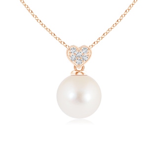 7mm AAA Freshwater Pearl Pendant with Heart-Shaped Bale in 9K Rose Gold