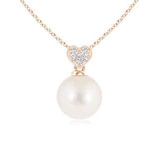 7mm AAA Freshwater Pearl Pendant with Heart-Shaped Bale in Rose Gold