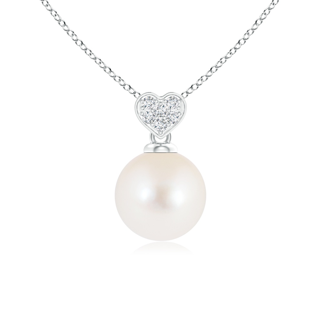 7mm AAA Freshwater Pearl Pendant with Heart-Shaped Bale in S999 Silver