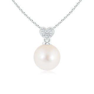 7mm AAA Freshwater Pearl Pendant with Heart-Shaped Bale in White Gold