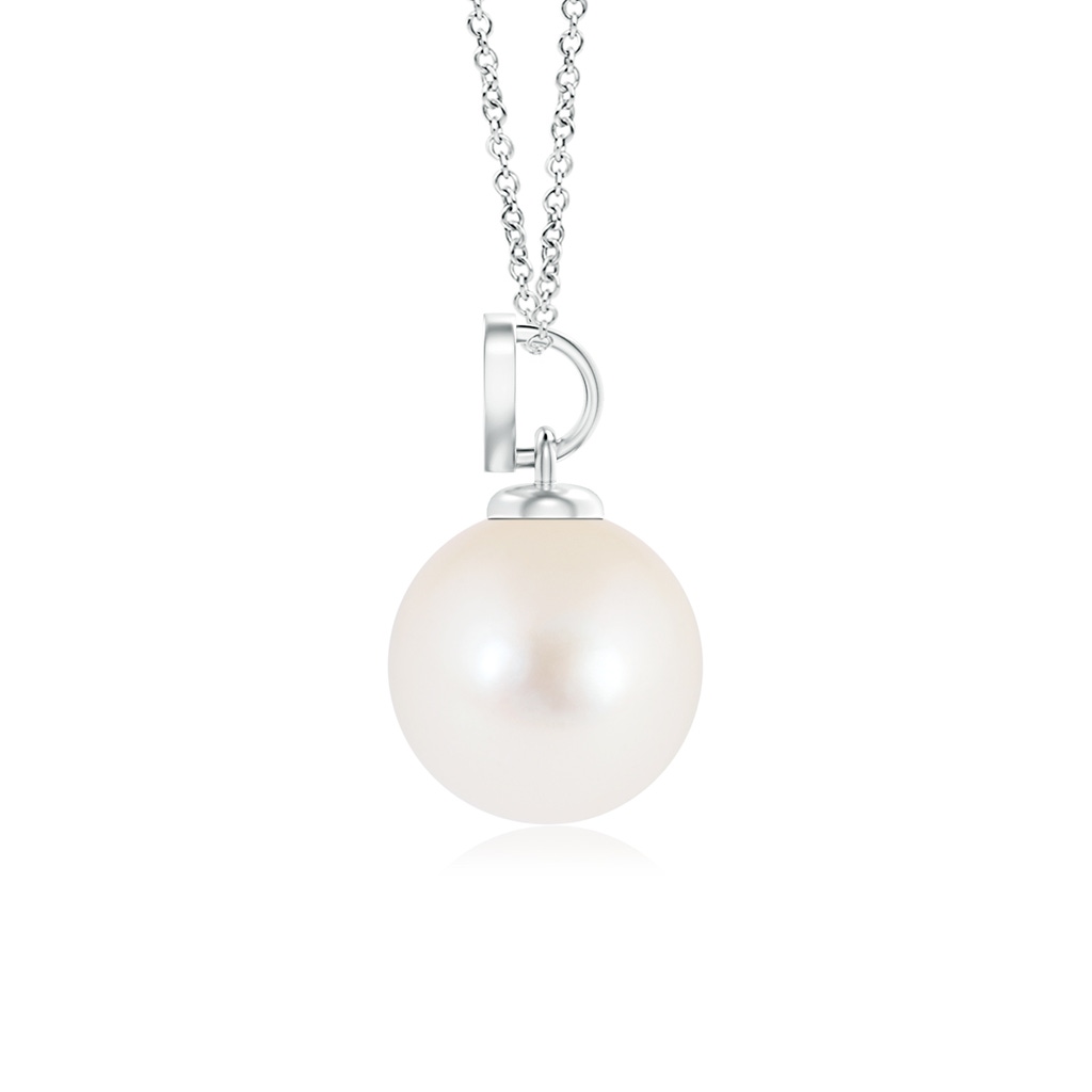7mm AAA Freshwater Pearl Pendant with Heart-Shaped Bale in White Gold Product Image