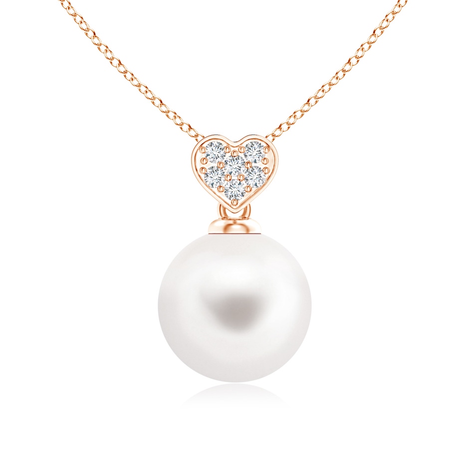 8mm AA Freshwater Pearl Pendant with Heart-Shaped Bale in Rose Gold 