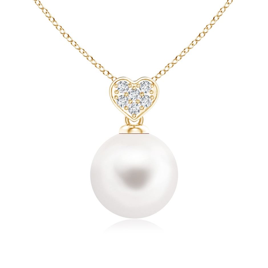 8mm AA Freshwater Pearl Pendant with Heart-Shaped Bale in Yellow Gold 