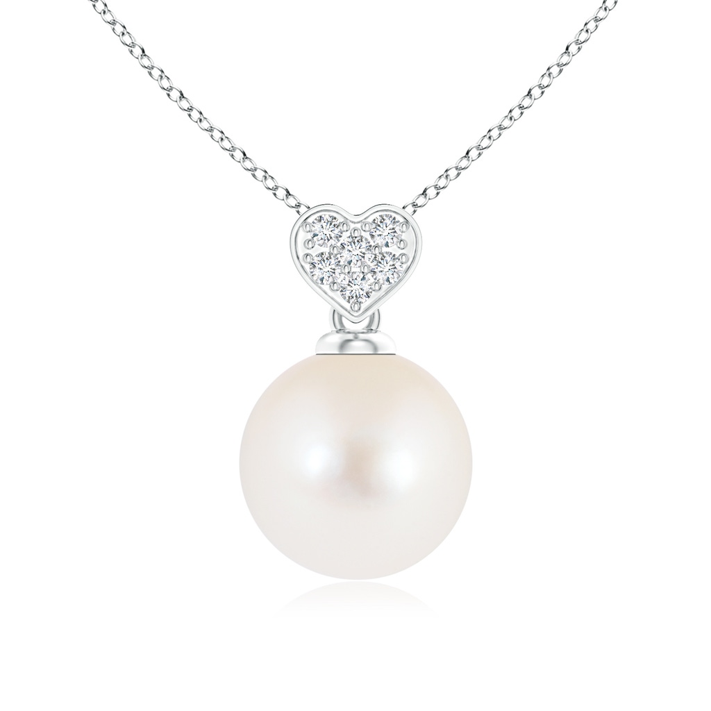 8mm AAA Freshwater Pearl Pendant with Heart-Shaped Bale in White Gold 