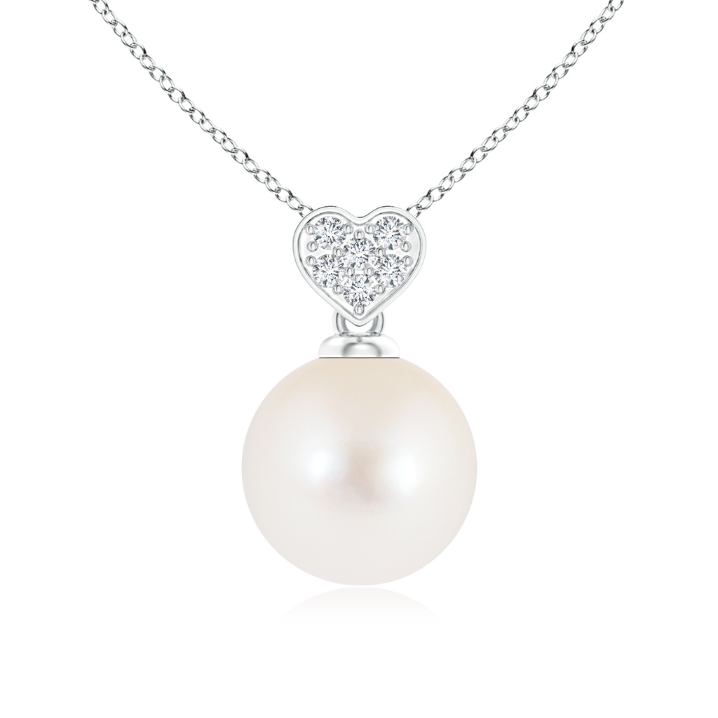 8mm AAA Freshwater Pearl Pendant with Heart-Shaped Bale in White Gold