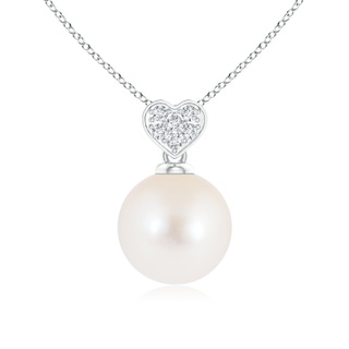 8mm AAA Freshwater Pearl Pendant with Heart-Shaped Bale in White Gold