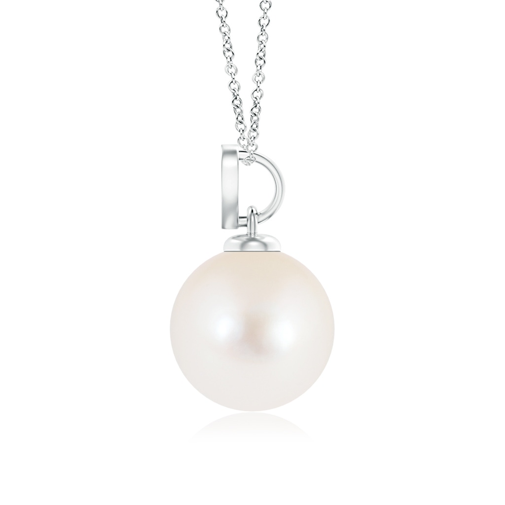 8mm AAA Freshwater Pearl Pendant with Heart-Shaped Bale in White Gold Product Image