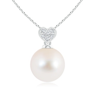 9mm AAA Freshwater Pearl Pendant with Heart-Shaped Bale in White Gold