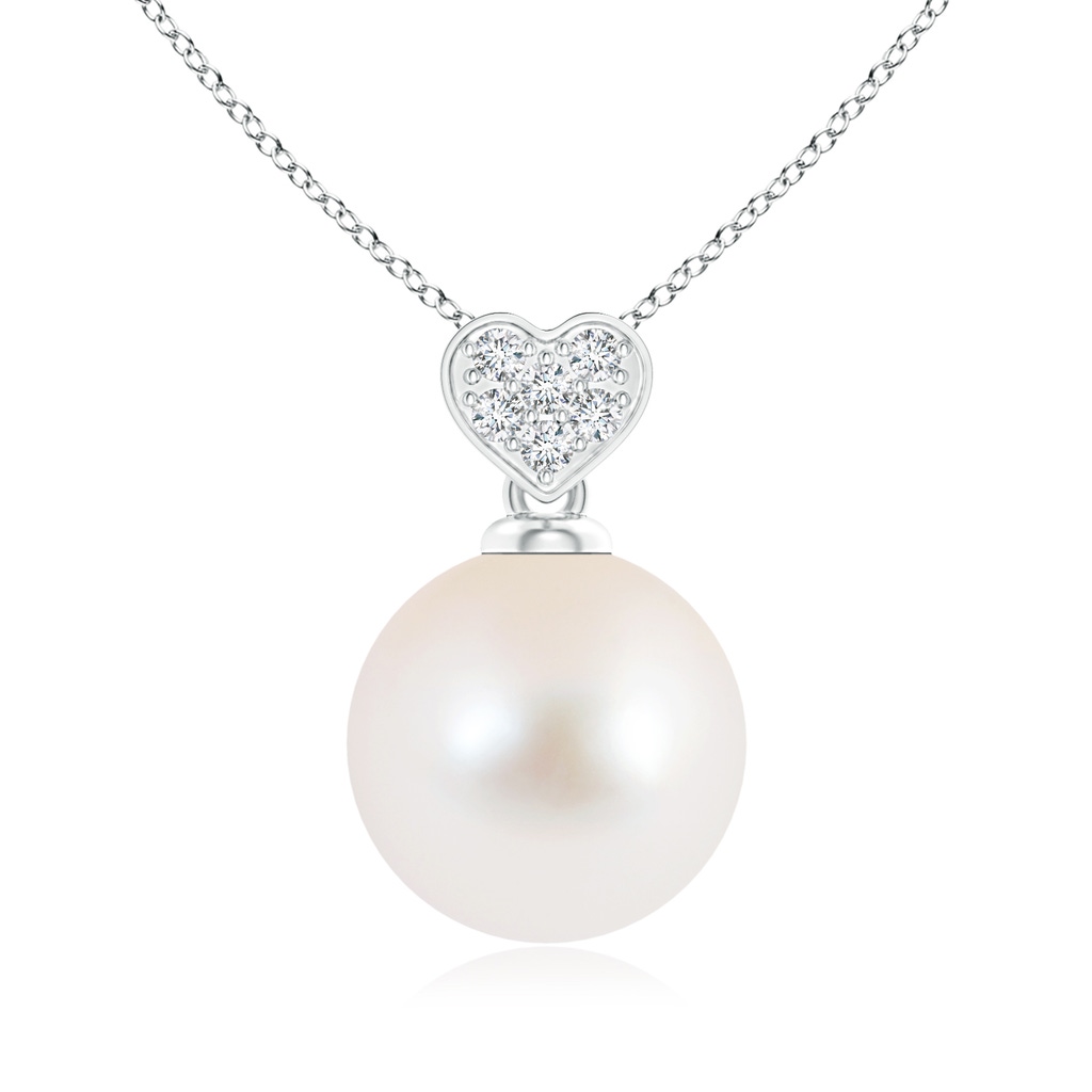 9mm AAA Freshwater Pearl Pendant with Heart-Shaped Bale in White Gold
