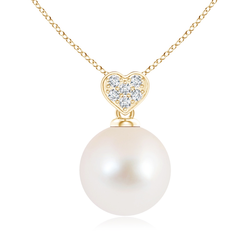 9mm AAA Freshwater Pearl Pendant with Heart-Shaped Bale in Yellow Gold 