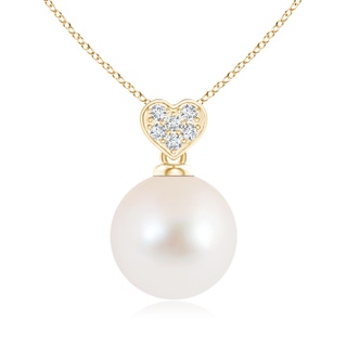 9mm AAA Freshwater Pearl Pendant with Heart-Shaped Bale in Yellow Gold