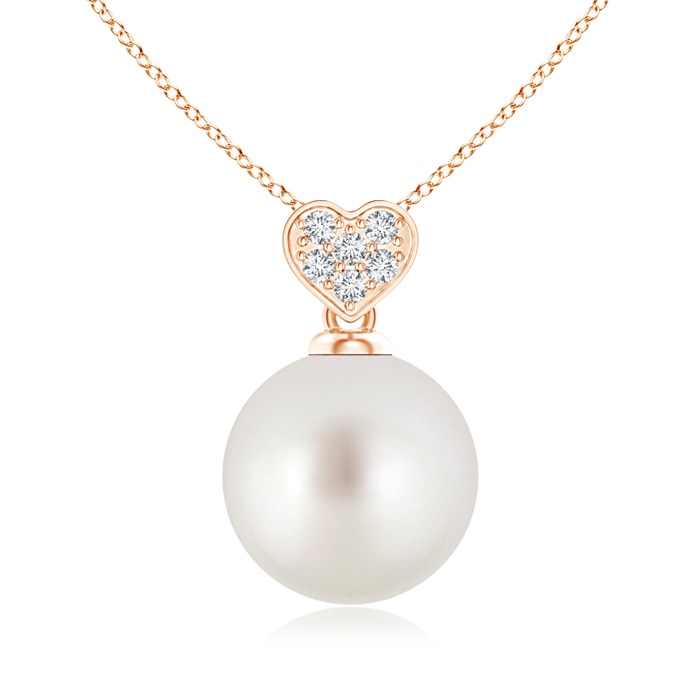 9mm AAA South Sea Pearl Pendant with Heart-Shaped Bale in Rose Gold