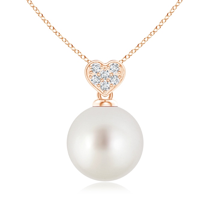 9mm AAA South Sea Pearl Pendant with Heart-Shaped Bale in Rose Gold 