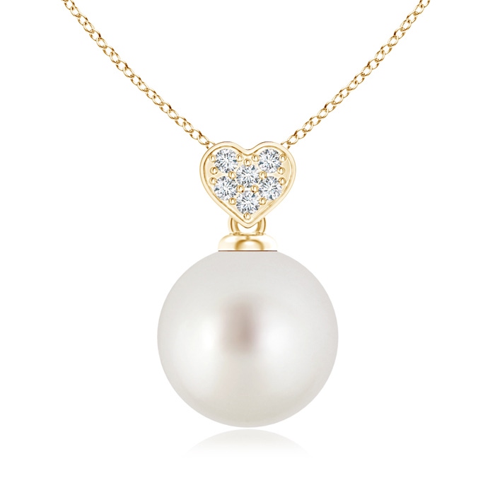 9mm AAA South Sea Pearl Pendant with Heart-Shaped Bale in Yellow Gold 